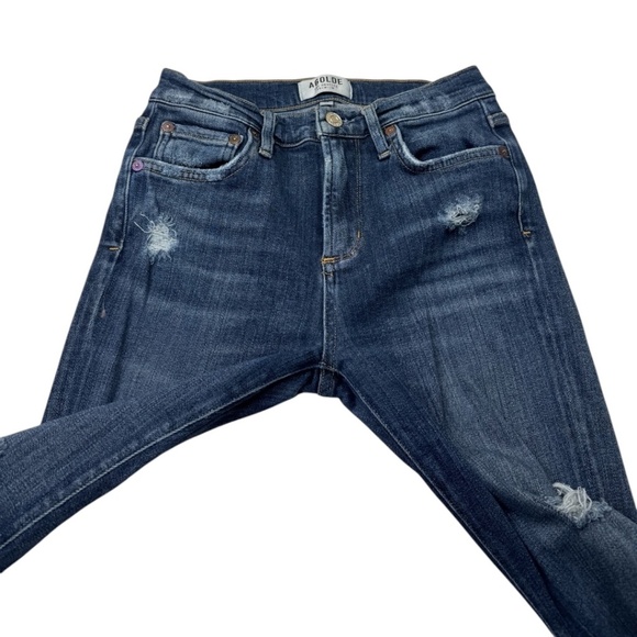 Agolde Jeans Dark Wash High Rise Distressed Skinny Denim Jeans 26 - Picture 7 of 13